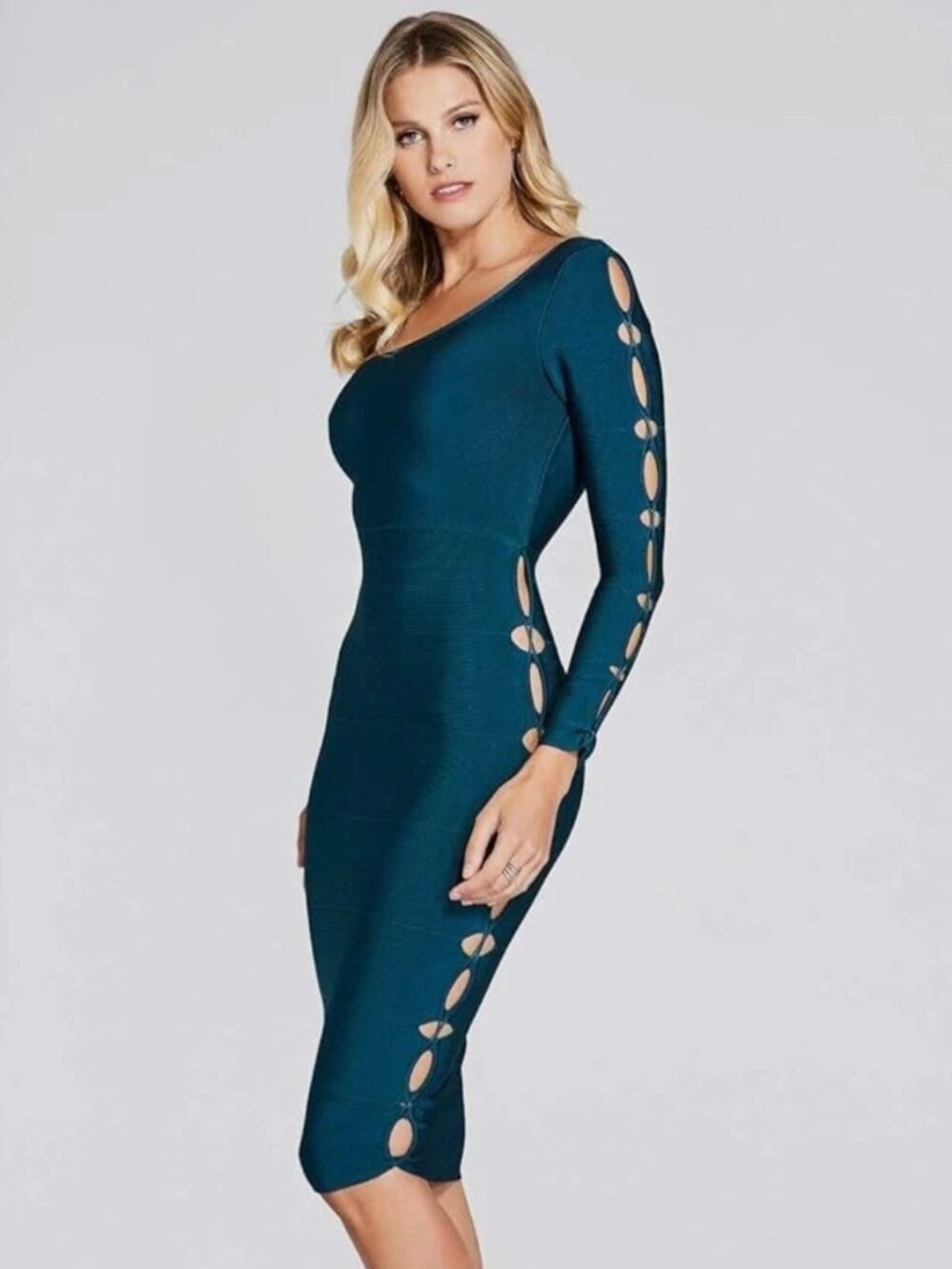 Marciano Meghan Cut Out Bandage Bodycon Single Sleeve Midi Dress - NEW W/ TAG
